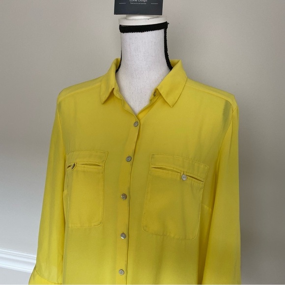H&M Yellow 3/4 Sleeve Blouse Size 14 - Picture 9 of 14